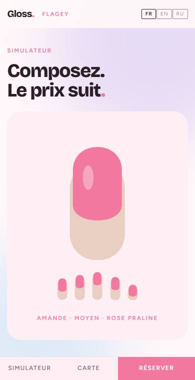 Gloss — configurateur sur téléphone